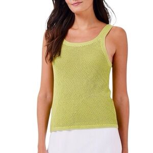 Nic+Zoe Mesh Stitch Knit Tank Top Sleeveless Grasshopper Green S NWT